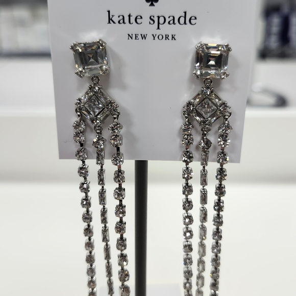 NWT Kate Spade Silver-Tone Shimmy Fringe Earrings - Picture 1 of 8